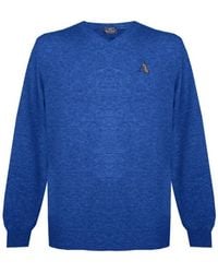 Aquascutum - Long Sleeved/V-Neck Knitwear Jumper With Logo - Lyst