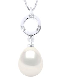 Ateliers Saint Germain - Necklace Jewelry Diamond 0.01Cts And Real Cultured Freshwater Pearl Pear 9-10 Mm - Lyst