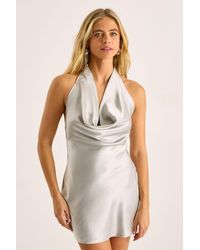 Nasty Gal - Satin Wrap Tie Neck Cowl Front Mini Dress - Lyst