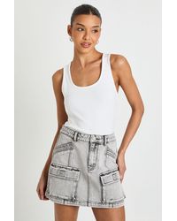 Boohoo - Cargo Denim Mini Skirt - Lyst