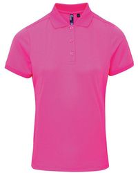 PREMIER - Ladies Coolchecker Short Sleeve Pique Polo T-Shirt (Neon) - Lyst