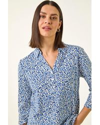 Roman - Heart Print Collared Top - Lyst