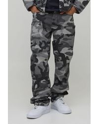 BoohooMAN - Camo Removable Carpenter Panel Extreme Stacked Straight Fit Jeans - Lyst