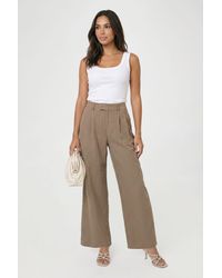 Boohoo - Petite Peached Pleat Front Wide Leg Trouser - Lyst