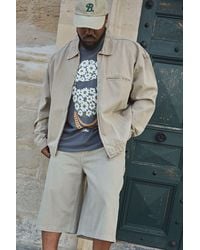 BoohooMAN - Plus Oversized Washed Zip Up Denim Overshirt - Lyst