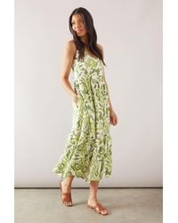 Wallis - Ikat Print Strappy Tiered Midi Dress - Lyst