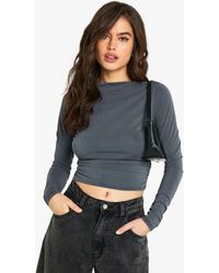 Boohoo - Peached Jersey Drape Long Sleeve Top - Lyst