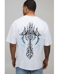 BoohooMAN - Oversized Cross Tattoo Printed T-Shirt - Lyst
