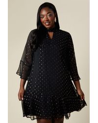 Wallis - Curve Metallic Spot High Neck Shift Dress - Lyst