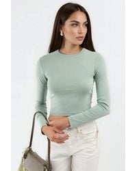 Busem - Slim Fit Langärmliges Cropped Top Mit Rundhalsausschnitt - Lyst