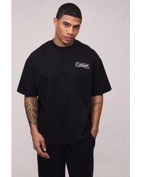 BoohooMAN - Oversized Official Embroidered Heavyweight Extended Neck T-Shirt - Lyst