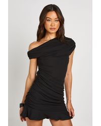 Boohoo - Tall Asymmetric Ruched Mini Dress - Lyst