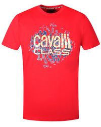 Roberto Cavalli - Gradien Scales Design Logo T-Shirt Cotton - Lyst