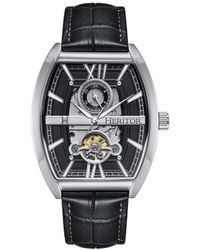 Heritor - Masterson Semi-Skeleton Leather-Band Watch - Lyst
