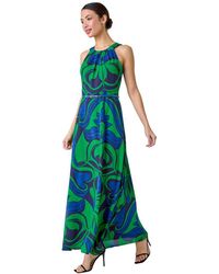 Roman - Abstract Print Halter Neck Maxi Dress - Lyst