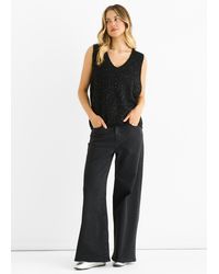 Gini London - Sequin Sparkle V Neck Vest Knit Jumper - Lyst