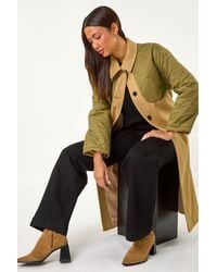 Roman - Contrast Quilted Collar Smart Coat - Lyst