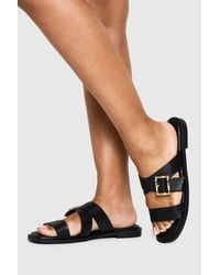 Boohoo - Buckle Detail Cross Strap Sandals - Lyst