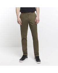 River Island - Khaki Slim Fit Casual Chino Trousers - Lyst