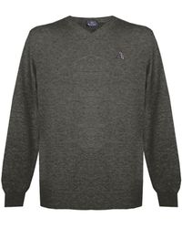 Aquascutum - Long Sleeved/V-Neck Knitwear Jumper With Logo - Lyst