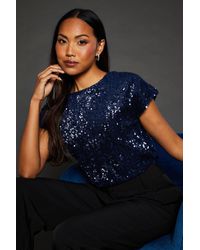 PRINCIPLES - Sequin Velvet T-Shirt - Lyst