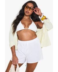 Boohoo - Plus Linen Beaded Beach Shorts - Lyst