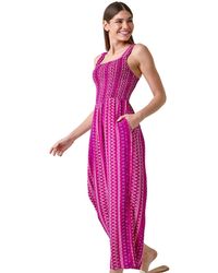 Roman - Abstract Stripe Wide Leg Stretch Jumpsuit - Lyst