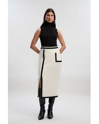 Karen Millen - Compact Stretch Tipped Tailored Pencil Skirt - Lyst