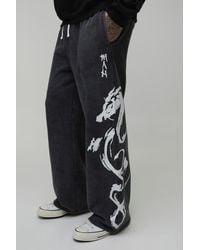 BoohooMAN - Tall Wide Leg Graphic Washed Joggers - Lyst
