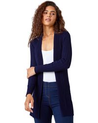 Roman - Longline Stretch Ribbed Cardigan - Lyst