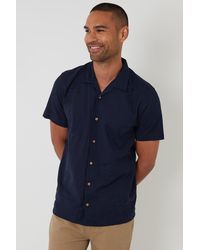 Threadbare - Linen Blend Palm Embroidered Short Sleeve Shirt - Lyst