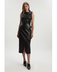 Karen Millen - Faux Leather Belt Detail Skirt - Lyst