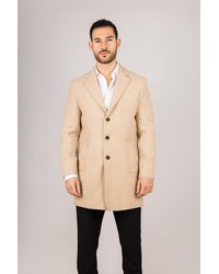 TruClothing - Notched Lapel Collar Wool Blend Overcoat - Lyst