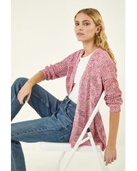 Roman - Tape Knit Cotton Blend Cardigan - Lyst