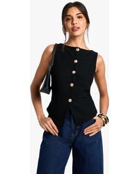 Boohoo - Textured Button Through Waistcoat - Lyst