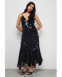 Warehouse - Premium Teardrop Embellished Bias Cut Midi Dress - Lyst
