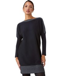 Roman - Spot Print Border Knitted Jumper Dress - Lyst