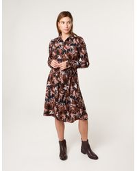 Blue Vanilla - Abstract Printed Short Belted Shirt Dress - Lyst