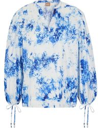 BOSS - V-Neck Long Balloon Sleeve Blouse - Lyst
