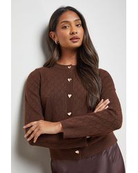 Oasis - Heart Button Crew Neck Cardigan - Lyst