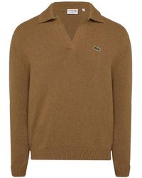 Lacoste - Crocodile Logo Collared Neck Long Sleeve Sweater - Lyst