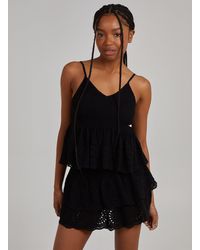 Pink Vanilla - Shirred Broderie Crop Top - Lyst