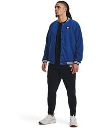 Under Armour - Project Rock Solid Patterned Snap Button Varsity Jacket - Lyst