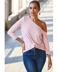 Sosandar - Pale One Shoulder Twist Front Jersey Top - Lyst