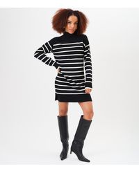 Gini London - Oversized Tuniekjurk Met Hoge Hals En Strepen - Lyst
