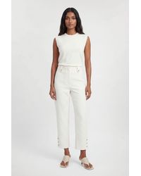 Karen Millen - Compact Stretch Button Detail Straight Leg Trouser - Lyst
