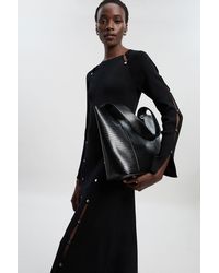 Karen Millen - Petite Viscose Blend Stud Keyhole Detail Knit Maxi Dress - Lyst