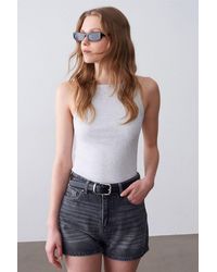 Dilvin - Geribbelde Katoenen Halterblouse - Lyst