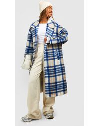 Boohoo - Oversized Flannel Wool Look Coat - Lyst