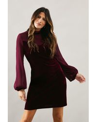 Wallis - Occasion Velvet Chiffon Sleeve Shift Dress - Lyst